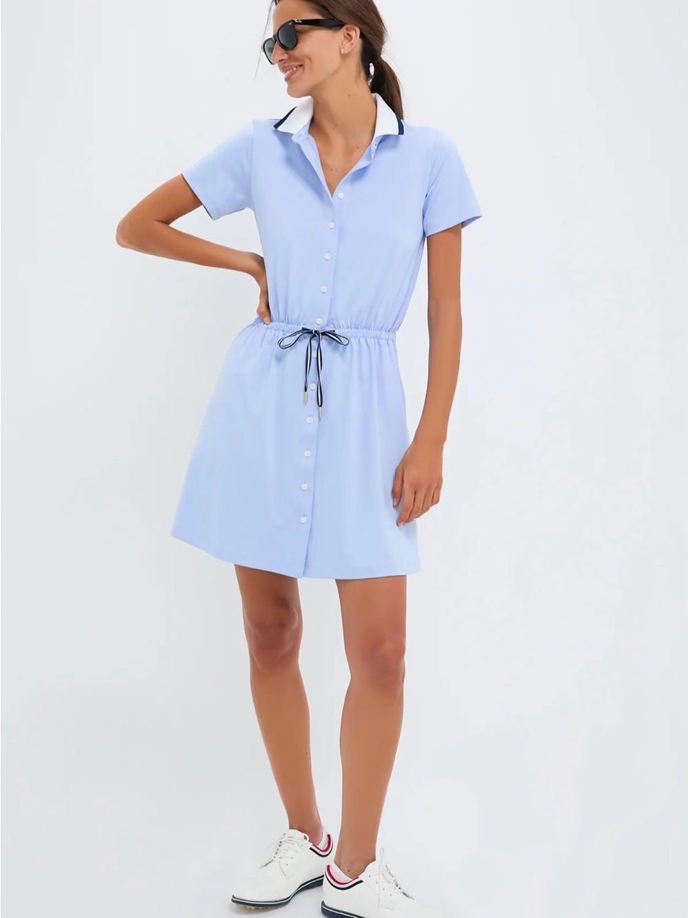 Light Blue Short Sleeve Performance Jersey Alcott Golf Dress - Picture 5 of 5